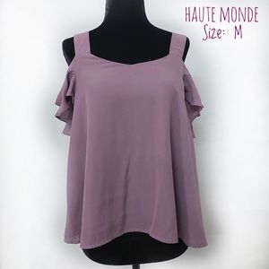 Lavender purple cold ruffle hanging shoulder
